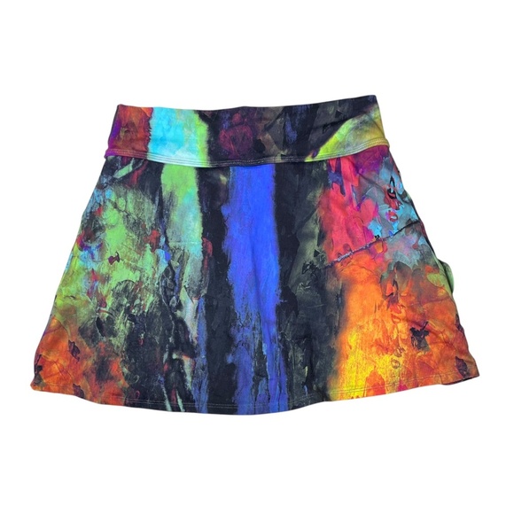 DONA JO DonaJo Pied Watercolor Rainbow Spin Skirt Skort Size 1 Small 14.5" - Picture 3 of 8